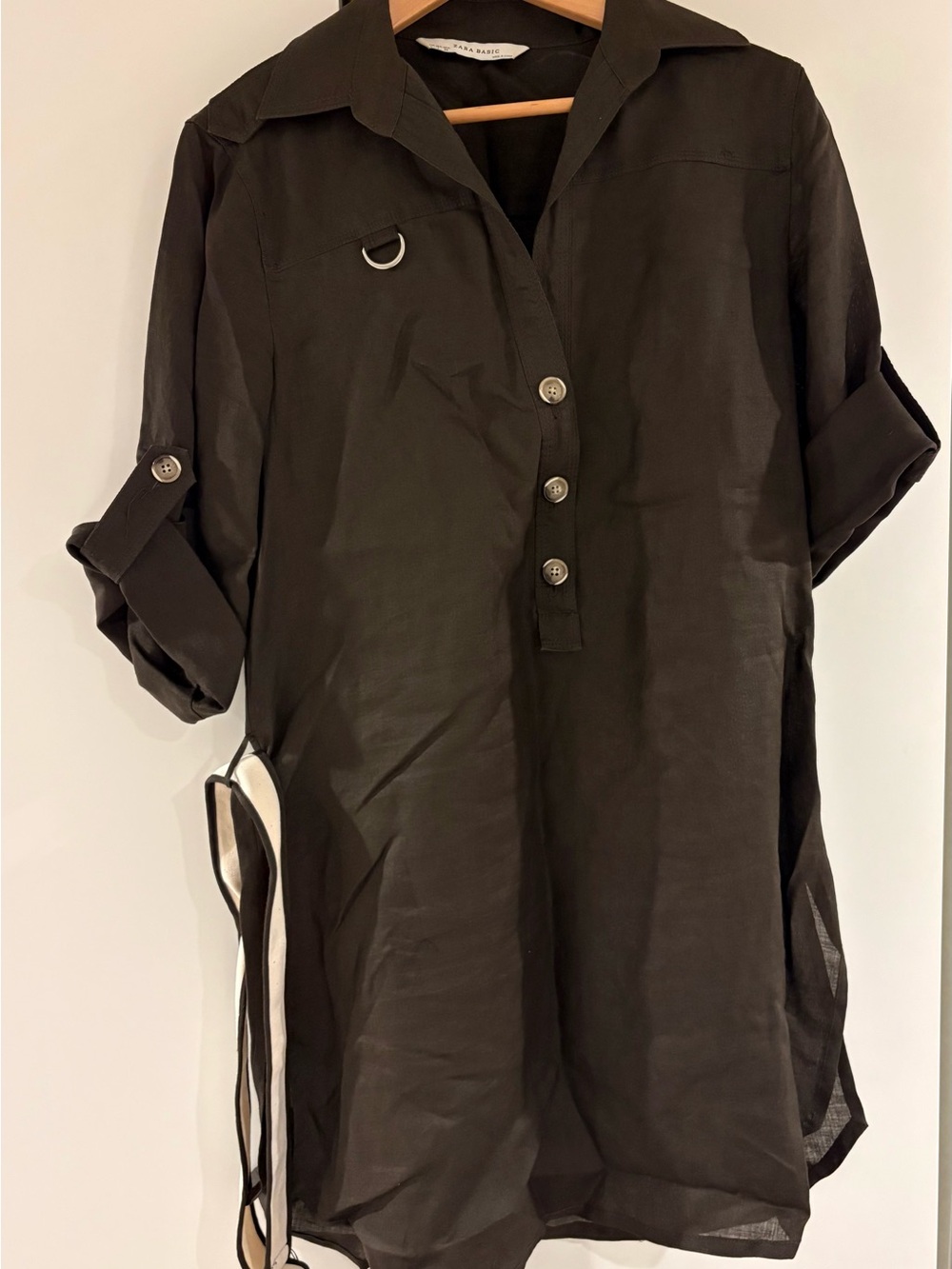Zara Brown Longline Tunic with D-Ring & Side Ties